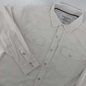Diamond Cross Ranch Western Shirt Mens Large Off White Pearl Snap Long Sleeve